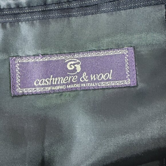 Vincenzo Le Collezion Navy Pin Stripe Cashmere & Wool Blazer L52 - Picture 3 of 11